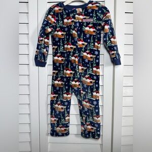 Vineyard Vines Unisex Navy Fleece Zip Up Whale Santas and Snowflakes Size 12-18M